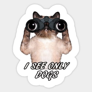 CAT SPYING DOGS Sticker